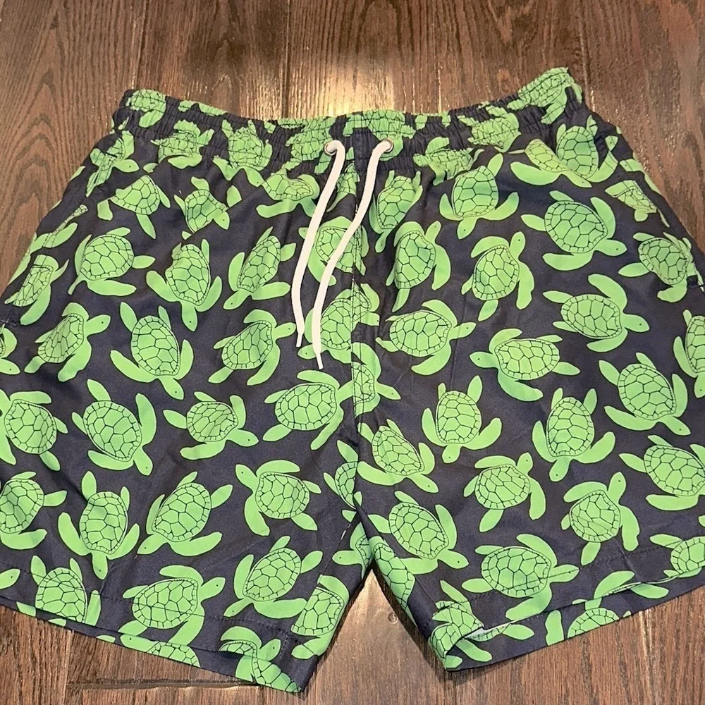 Trunks Green Turtle Print men’s Swim Shorts size large